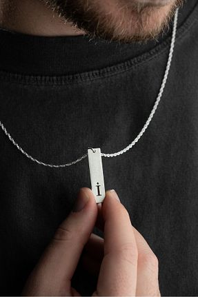 گردنبند نقره طوسی مردانه 925 عیار Vetro Silver - کد 873910152