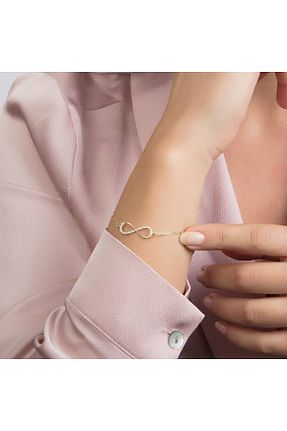 دستبند طلا سفید زنانه Sembol Gold - کد 49567856