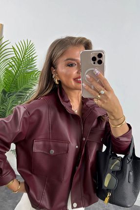 کاپشن زرشکی زنانه اورسایز VESS MODA - کد 873937809