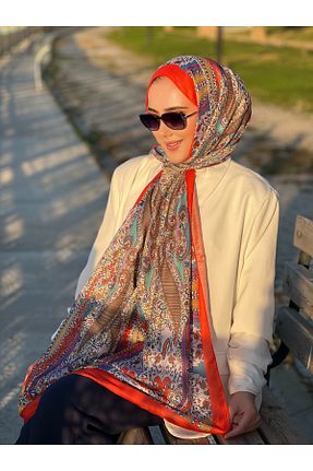 شال نارنجی زنانه پنبه ای QASSA SHAL - کد 873962048