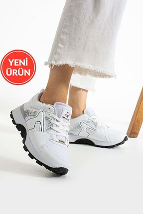 کفش اسنیکر سفید زنانه بند دار Devida - کد 838026275