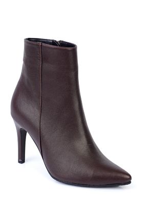 بوت / نیم بوت قهوه ای زنانه چرم خالص KARVENSHOES - کد 874002284