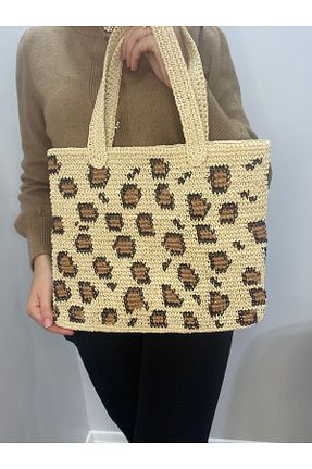 کیف دوشی بژ زنانه حصیر BAGS - کد 873974536