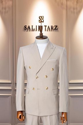 کت و شلوار بژ مردانه ویسکون Salihtarzz - کد 874044290