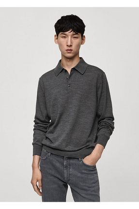 پلیور بنفش مردانه ساده MANGO Man - کد 840428316