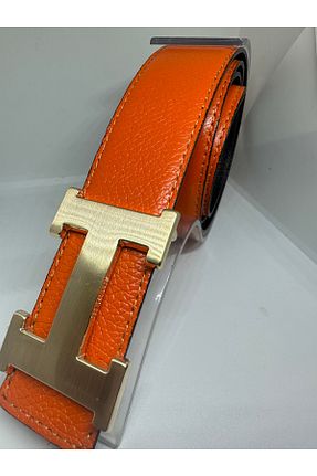 کمربند نارنجی مردانه چرم خالص Yurtsever - کد 874089471