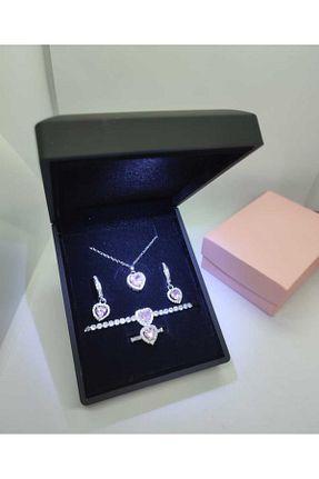 ست استیل صورتی زنانه استیل ضد زنگ HKN AVM ACCESSORİES - کد 873384178