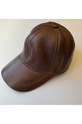 کلاه قهوه ای مردانه چرم خالص Ermas - کد 874097727