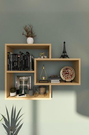 قفسه دیواری قهوه ای 80 سانتی متر İda Wooden - کد 874098545