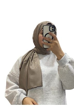 روسری قهوه ای کرپ ساتن ابریشم LOSYANA - کد 874153849