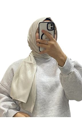 روسری بژ کرپ ساتن ابریشم LOSYANA - کد 874153848