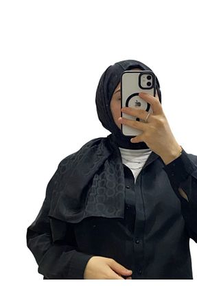 روسری مشکی کرپ ساتن ابریشم LOSYANA - کد 874153939