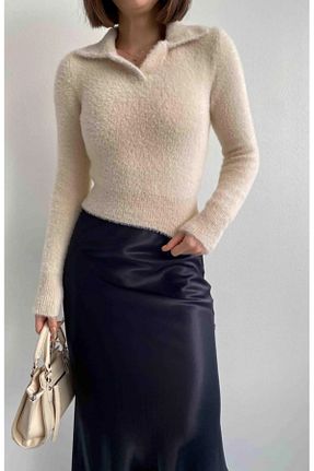 پلیور بژ زنانه ساده Nisantasimoda - کد 874190871