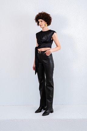 شلوار مشکی زنانه پاچه لوله تفنگی GRAVITY LEATHER - کد 874236823