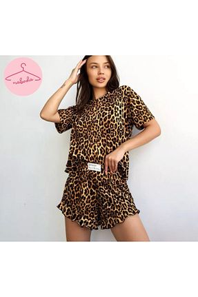 ست لباس راحتی قهوه ای زنانه پلنگی naboda - کد 874236626