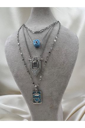 گردنبند استیل ( فولاد ) طوسی زنانه استیل (فولاد) BB - کد 874335572
