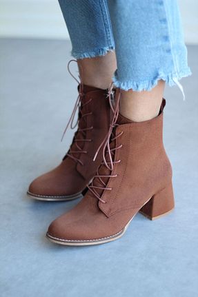 بوت / نیم بوت قهوه ای زنانه چرم مصنوعی Mida Shoes - کد 55507270