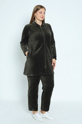 ست بالاتنه و پائین تنه سایز بزرگ خاکی زنانه فاق نرمال İntensive - کد 874383081
