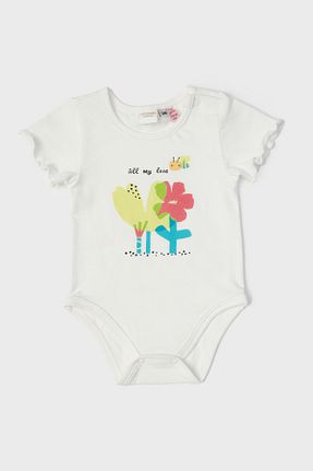بادی سفید بچه گانه یقه دوچرخه Layette - کد 808125580