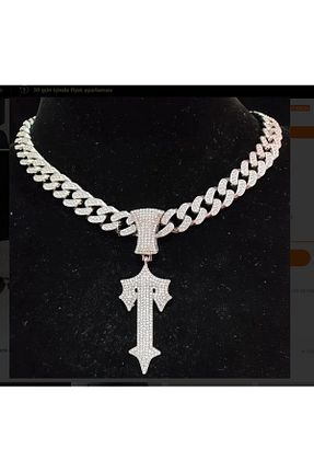 گردنبند استیل ( فولاد ) سفید زنانه سنگ kargasa - کد 874387276