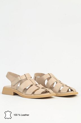 صندل بژ زنانه پاشنه تخت Pierre Cardin - کد 874385705