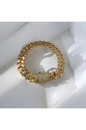 دستبند استیل (فولاد) طلائی زنانه استیل ضد زنگ MAT STORE - کد 874386963
