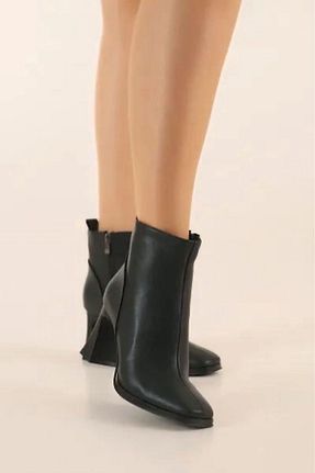 بوت / نیم بوت مشکی زنانه چرم مصنوعی haspino - کد 874395570