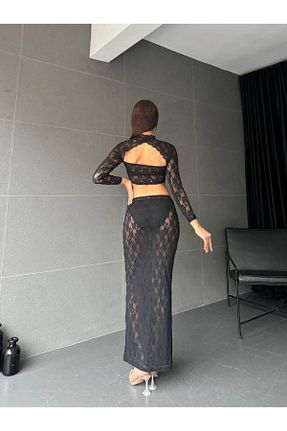 دامن مشکی زنانه پارچه DESİGN - کد 874402927