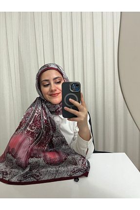 شال زرشکی زنانه ابریشم Touch - کد 874405774
