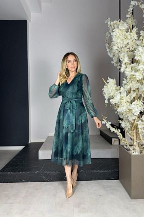 لباس مجلسی و فارغ التحصیلی سبز زنانه توری gesmoda - کد 810511879