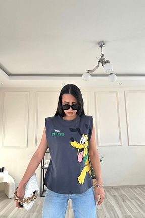 تیشرت طوسی زنانه اورسایز ESCE - کد 833199457