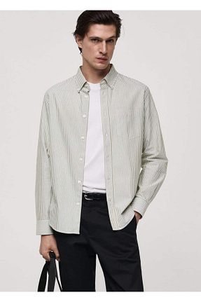 پیراهن خاکی مردانه رگولار MANGO Man - کد 849639812