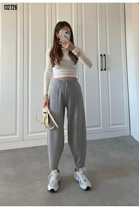 شلوار طوسی زنانه پارچه JANES - کد 874624456
