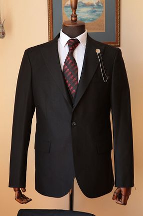 کت و شلوار مشکی مردانه یقه پرستوئی Querinca - کد 744026834