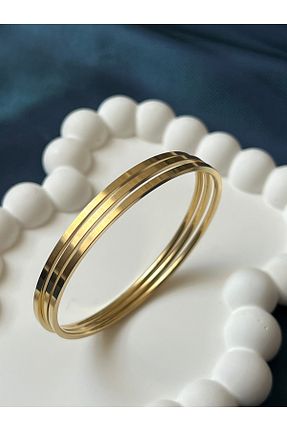 دستبند استیل (فولاد) طلائی زنانه استیل ضد زنگ Lavienta - کد 870449661