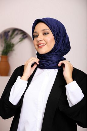 روسری سرمه ای پنبه پلی استر lamella - کد 874733943
