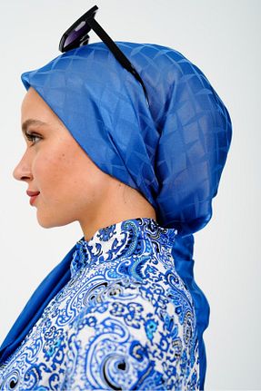 روسری آبی پنبه پلی استر lamella - کد 874733967