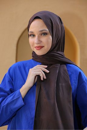روسری قهوه ای پنبه پلی استر lamella - کد 874733958