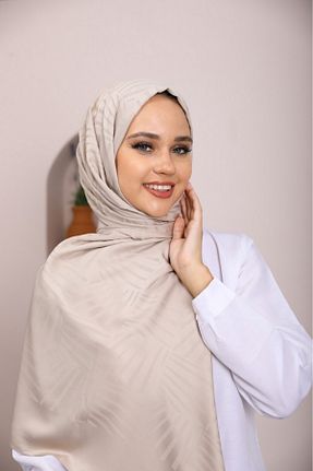 روسری بژ پنبه پلی استر lamella - کد 874733952