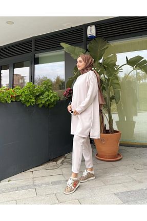 ست بالاتنه و پائین تنه بژ زنانه بافت Hare Butik - کد 874749763