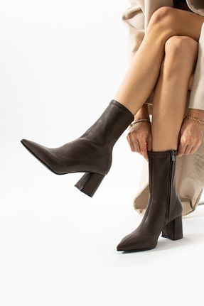 بوت / نیم بوت قهوه ای زنانه پارچه Gökçe Shoes - کد 874774737