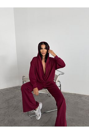 ست بالاتنه و پائین تنه زرشکی زنانه بافتنی Bang - کد 874786420