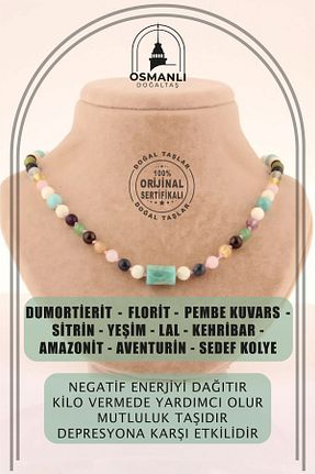 گردنبند جواهر نارنجی زنانه سنگ طبیعی OSMANLI DOĞAL TAŞ - کد 75833092
