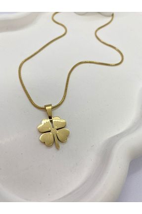 گردنبند استیل ( فولاد ) زرد زنانه استیل ضد زنگ Lucky BE Collection - کد 874784357