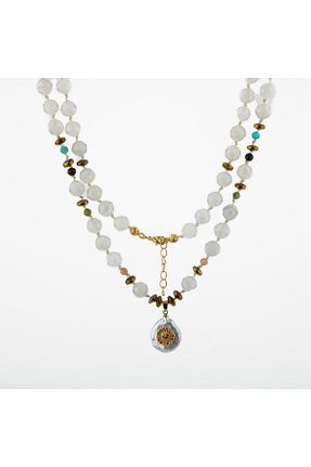 گردنبند جواهر رنگی زنانه سنگ OSMANLI DOĞAL TAŞ - کد 677992549
