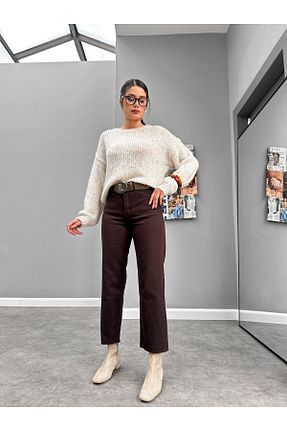 شلوار جین قهوه ای زنانه پاچه ساده ESRAHELVACI - کد 874794116