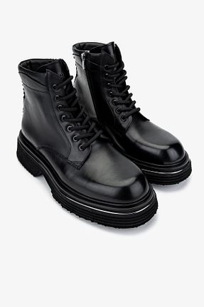 بوت / نیم بوت مشکی مردانه چرم خالص Valmenti - کد 874795793