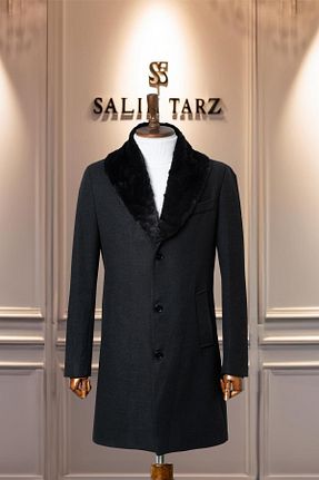 پالتو پشمی طوسی مردانه اسلیم فیت Salihtarzz - کد 874813756