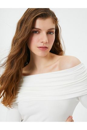 تیشرت نباتی زنانه یقه مدونا Koton - کد 797212727