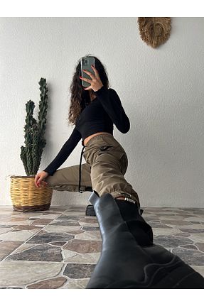 شلوار خاکی زنانه پنبه پلی استر TamSeninTarzin - کد 382995482